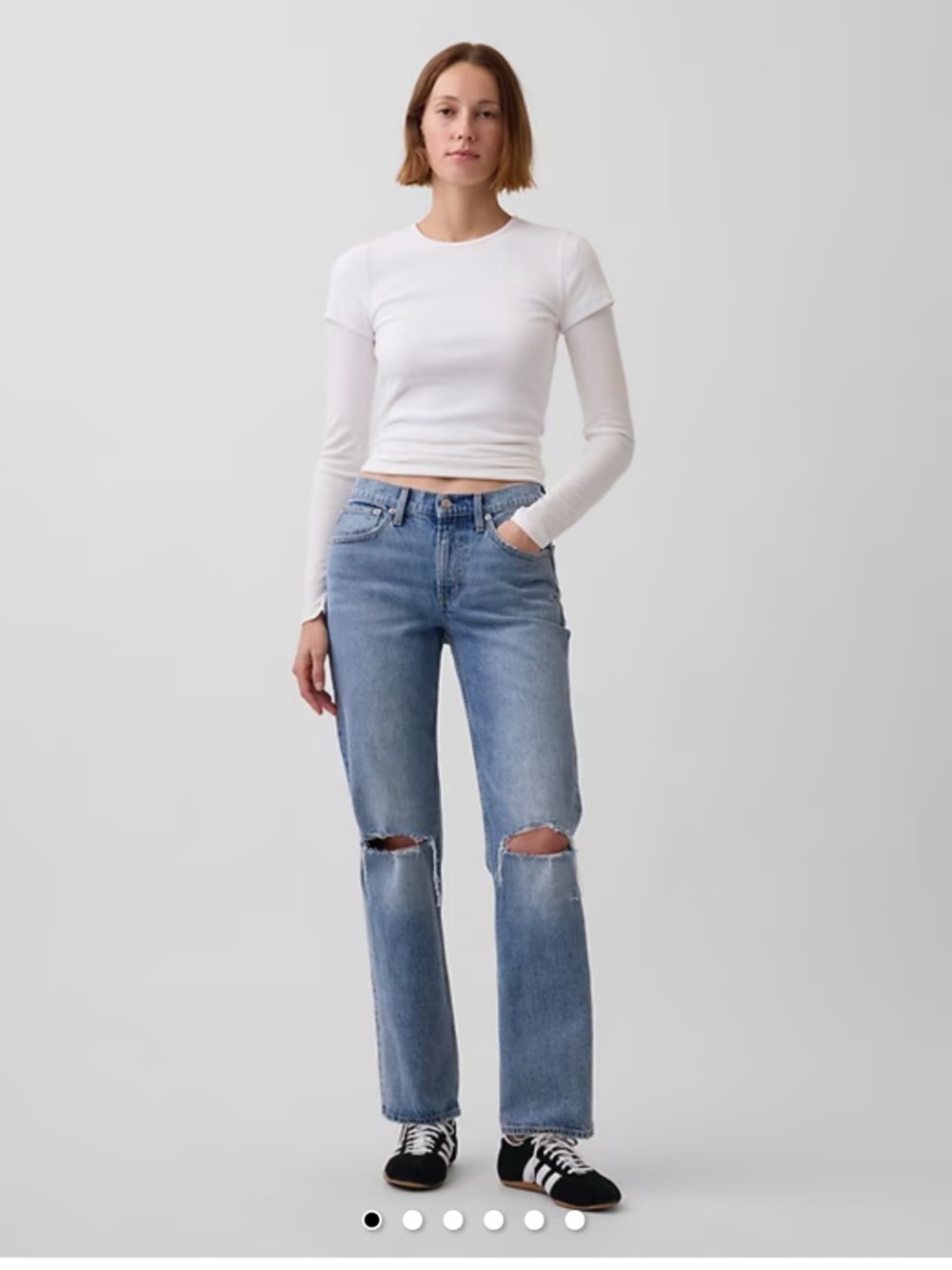 GAP Relaxed Light Blue Straight-Leg Distressed Jeans